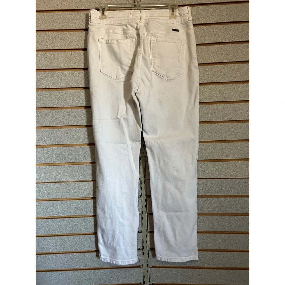 KanCan Womens White High Rise Straight Leg Distressed Hem Jeans KC5217WT Size 29